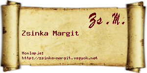 Zsinka Margit névjegykártya